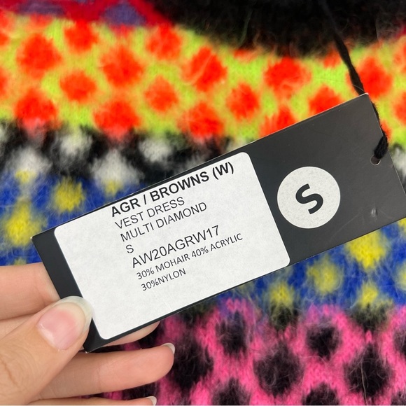AGR Argyle Knit Colorful Sleeveless Mohair Mini Sweater Vest Dress Small NWT - Picture 4 of 9